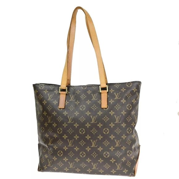 LOUIS VUITTON Cabas Mezzo Shoulder Bag Monogram Leather Brown M - Picture 1 of 16